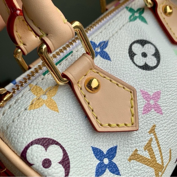 White Multicolor Monogram Mini Satchel - Picture 6 of 8